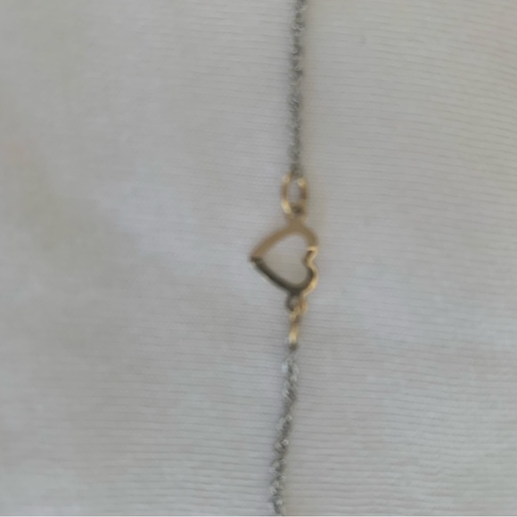 Silver & Gold Heart Anklet - Picture 2 of 2
